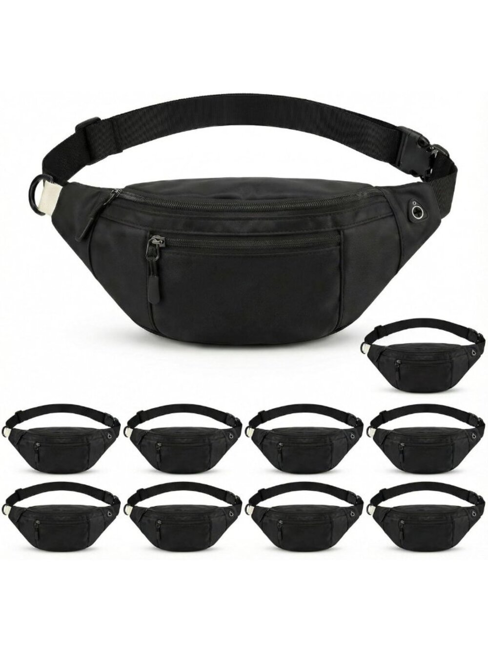 10 Pack Black Fanny Packs for Men & Women - Versatile Crossbody Waist Bags